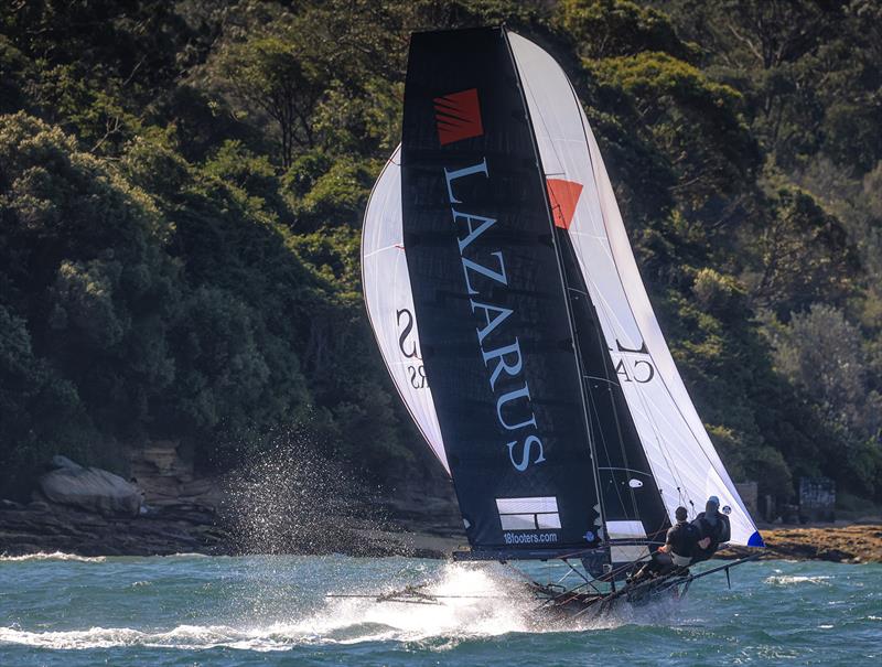 Lazarus team make it look easy carrying a spinnaker in 20plus knots southerly - 18ft Skiff Sixt Spring Championship & Club Championship 2024 - photo © SailMedia