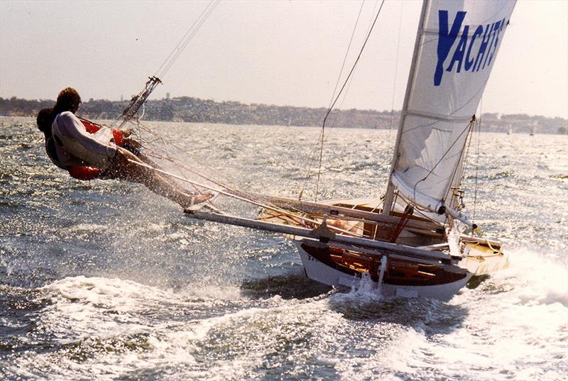 Court Yachts with the sliding frame 'wings' at the 1980 Australian Championship photo copyright Archive taken at Australian 18 Footers League and featuring the 18ft Skiff class