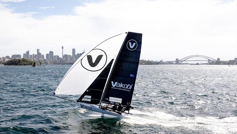 An iconic sight, an 18, the bridge, opera house and the city photo copyright SailMedia taken at Australian 18 Footers League and featuring the 18ft Skiff class