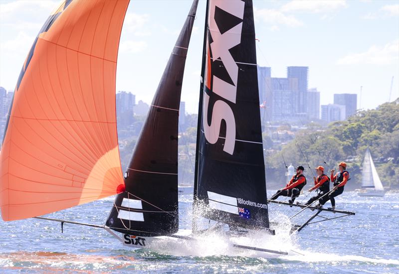 Racing to a Spring Championship series victory - SIXT Spring Championship Race 6 photo copyright SailMedia taken at Australian 18 Footers League and featuring the 18ft Skiff class