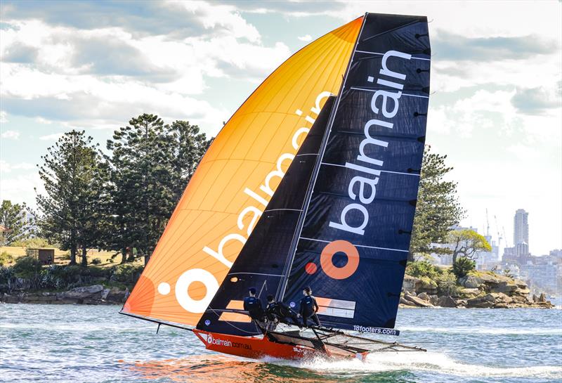 18ft Skiff Club Championship - Balmain heading for victory in Race 3 - photo © SailMedia