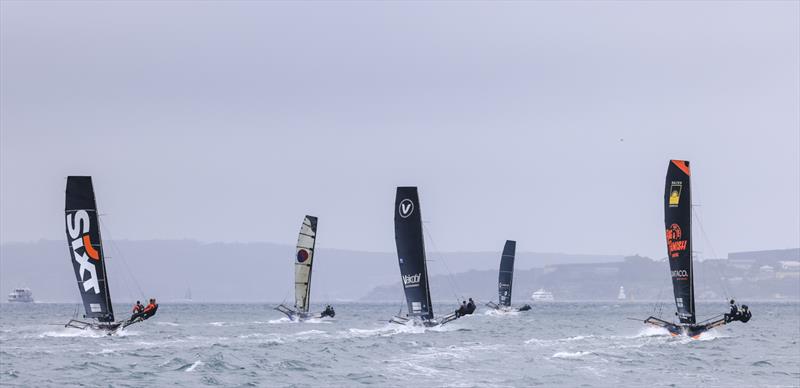 Race for the lead on the first spinnaker run - 18ft Skiff Season Point Score race 17 - photo © SailMedia