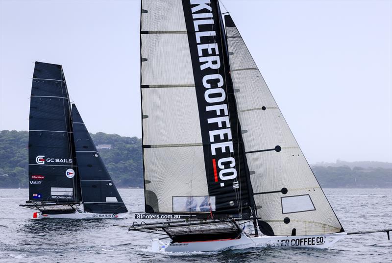 JJ Giltinan 18ft Skiff World Championship 2026 Race 3 - Killer Coffee Co and GC Sails upwind - photo © SailMedia