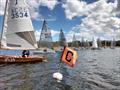 Start of Race 3 at the Committee Boat End during the Solo Eastern Area Open at Rollesby Broad &copy; Ellie Edwards