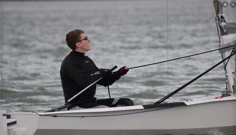 Jamie Clementson (5562) concentrating downwind during the Bough Beech Open photo copyright Sarah Seddon taken at Bough Beech Sailing Club and featuring the Solo class