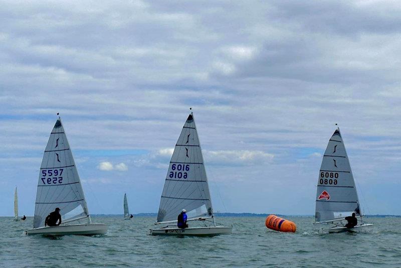 First mark of Race 2 - Solo class open meeting at Leigh-on-Sea photo copyright Naomi Cox taken at Leigh-on-Sea Sailing Club and featuring the Solo class