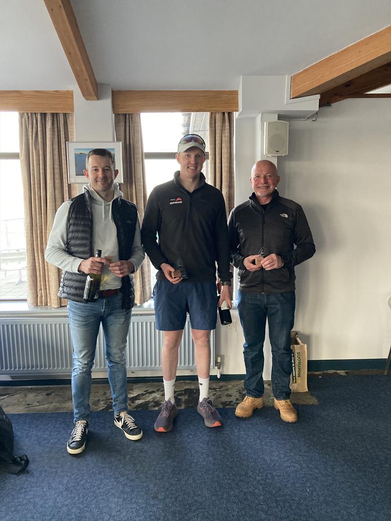 Solo Winter Championship at Rutland Top 3 (l-r) Sims 2nd, Olly 1st, Walters 3rd photo copyright Don Munro taken at Rutland Sailing Club and featuring the Solo class