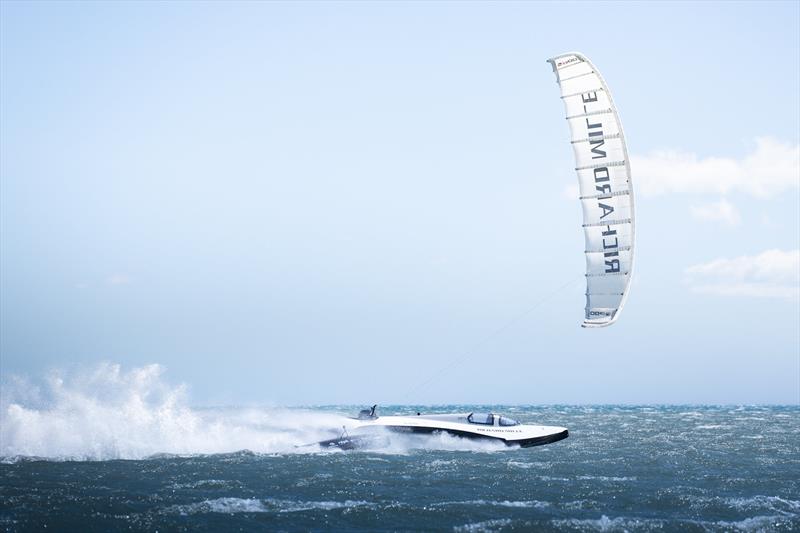 SP80 kiteboat reaches a peak speed of over 58 knots - photo © Guillaume Fischer