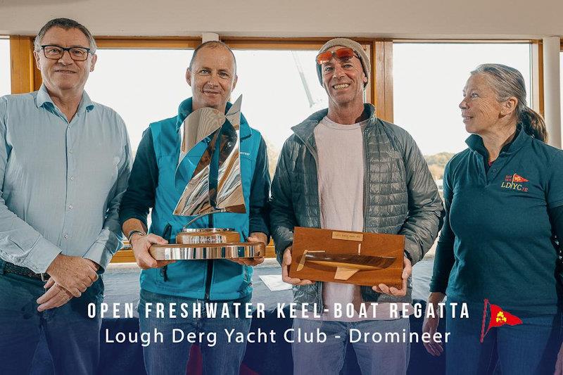 Commodore Declan Mulcahy, Ian Travers, Keith O'Riordan of Outlaw and Anne Barrington Squib Captain in Lough Derg - Irish Squib Inland Championships at Lough Derg photo copyright Josh St John taken at Lough Derg Yacht Club and featuring the Squib class