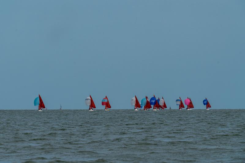 Ray Apthorp and Ian Simons, Nemesis 806, lead the squib fleet during the 7th day of Burnham Week 2024 - photo © Petru Balau Sports Photography / sports.hub47.com