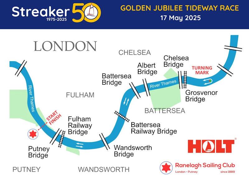 Holt Streaker Golden Jubilee Tideway Race route - photo © Streaker Class