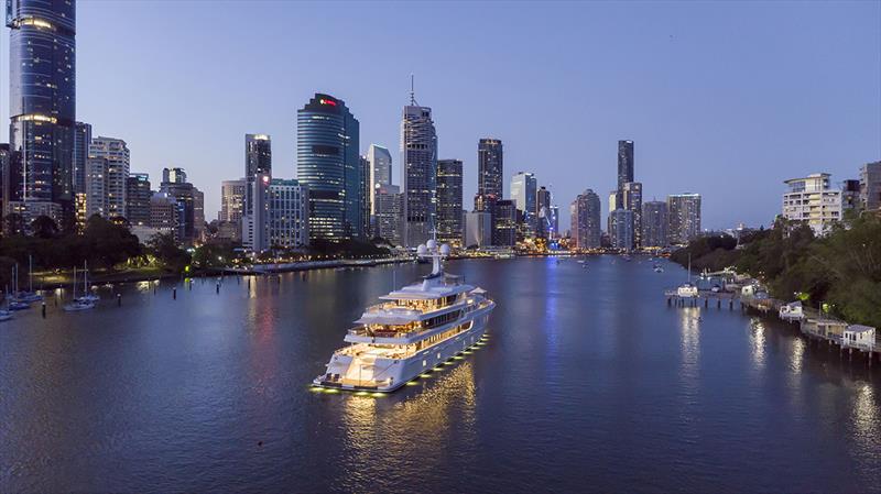 Superyacht Aurora in the Brisbane River - photo © AIMEX