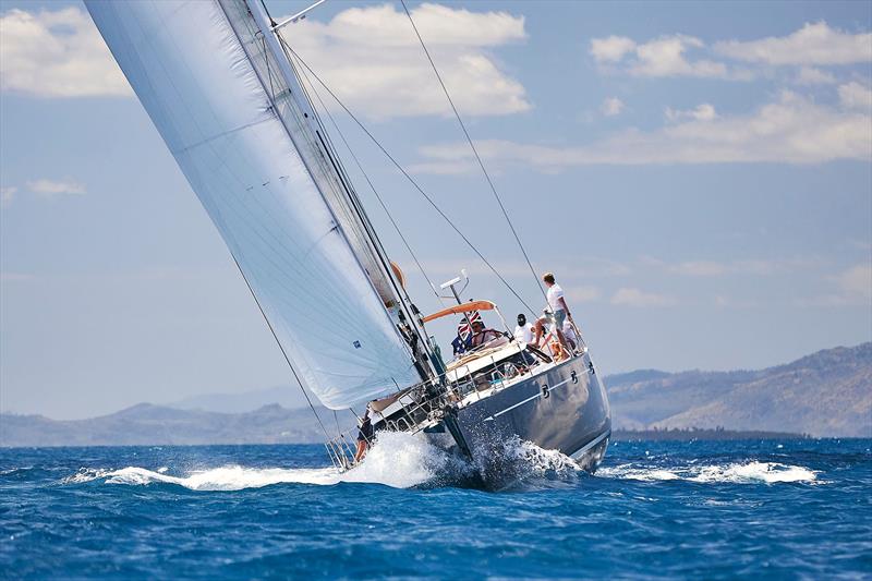 Crazy Horse powering along - The South Pacific Superyacht Rendezvous photo copyright Matt Crawford taken at  and featuring the Superyacht class