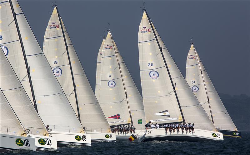 The fleet start on day 2 of the New York Yacht Club Invitational Cup presented by Rolex photo copyright Daniel Forster / Rolex taken at New York Yacht Club and featuring the Swan 42 class