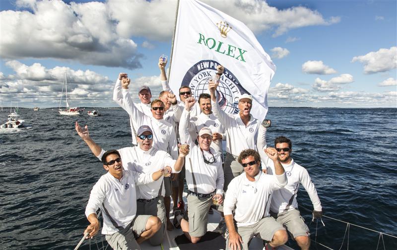 The crew of the Royal Canadian YC (CAN) celebrating their title at the New York Yacht Club Invitational Cup presented by Rolex photo copyright Daniel Forster / Rolex taken at New York Yacht Club and featuring the Swan 42 class