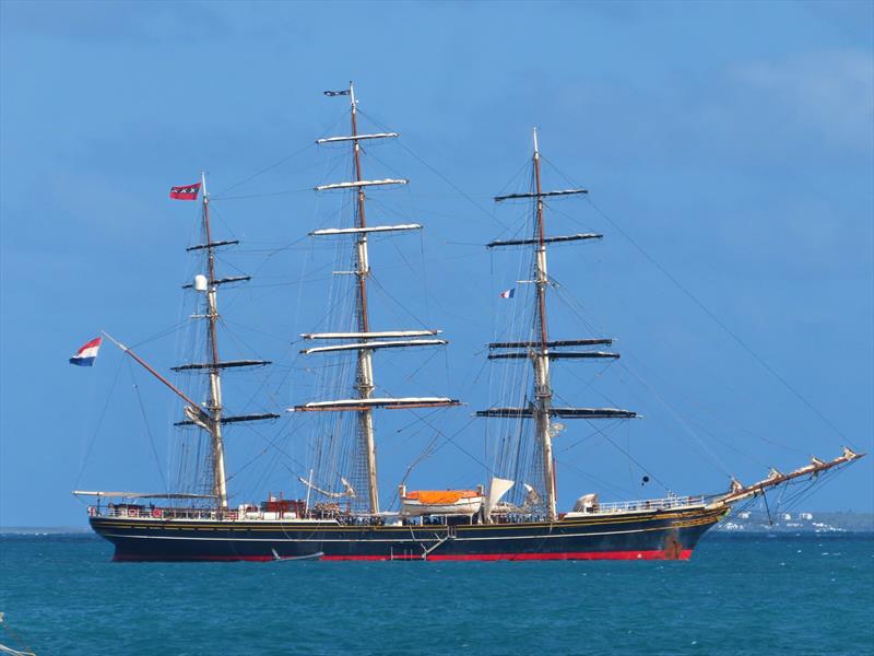 Stad Amsterdam anchored in the Baie de Marigot Saint Martin - photo © Caribbean Sail Training