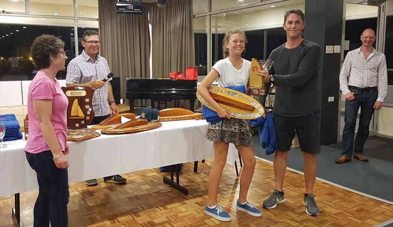 Chelsea Williams at the Tasar NSW State Titles prize giving photo copyright Jenny Sorensen taken at Toukley Sailing Club and featuring the Tasar class