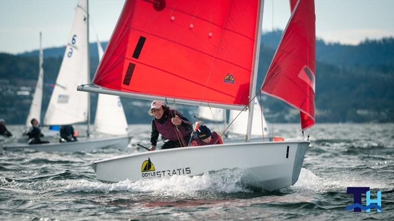 Heading out to race day 1 - Australian Secondary Schools Teams Racing Championships 2019 – at Sandy Bay Sailing Club, Hobart, Tasmania photo copyright Oli Burnell taken at Sandy Bay Sailing Club and featuring the Team Racing class