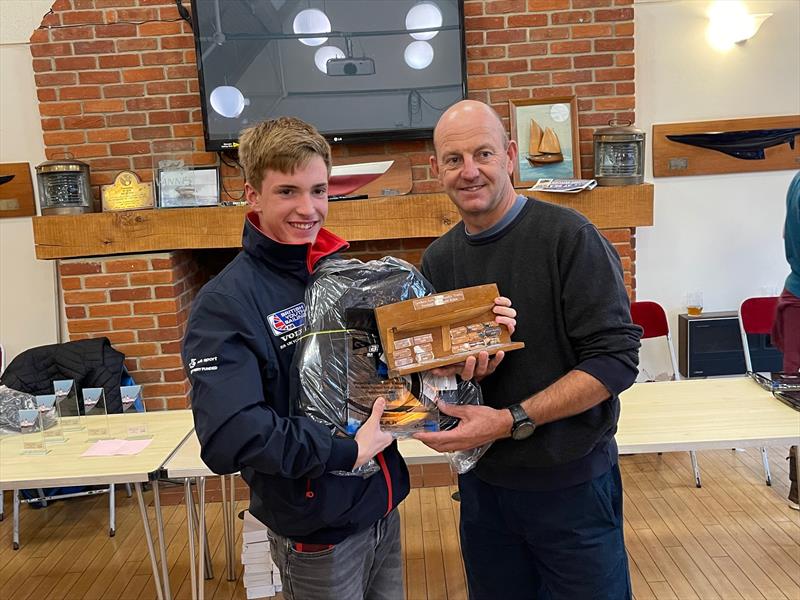 Ian Walker presents the prizes at the 2022 Topper End of Season Championships at Warsash photo copyright Roger Cerrato taken at Warsash Sailing Club and featuring the Topper class