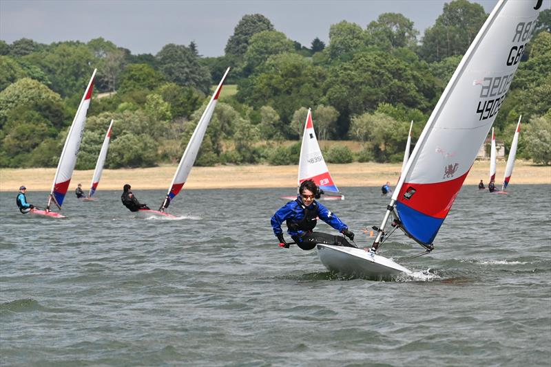 Jasper Focardi-Dolling enjoying some clean air during the MonEx Welsh Topper Championship at Llandegfedd photo copyright Nick Morley taken at Llandegfedd Sailing Club and featuring the Topper class