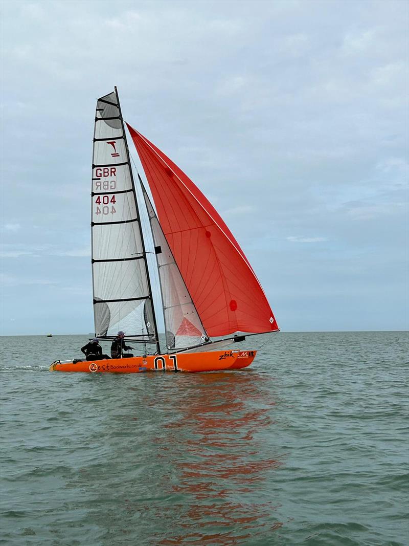 Peter King and Henry Beams during the UK Tornado Nationals 2023 at Minnis Bay photo copyright Mike Graham taken at Minnis Bay Sailing Club and featuring the Tornado class