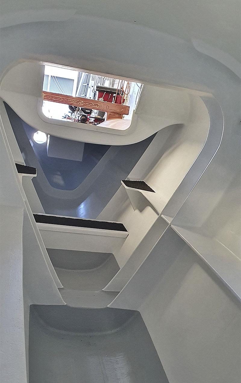 Spartan, pratical and clean - centre hull of El Toro - not the for'ard beam channel nestled in between the ring frames photo copyright Ben Kelly taken at  and featuring the Trimaran class