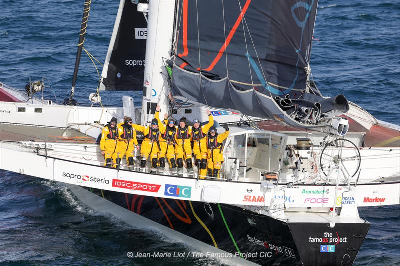 The Famous Project CIC, aboard the maxi trimaran IDEC SPORT, start their Jules Verne Trophy record attempt - photo © Jean-Marie Liot / The Famous Project CIC