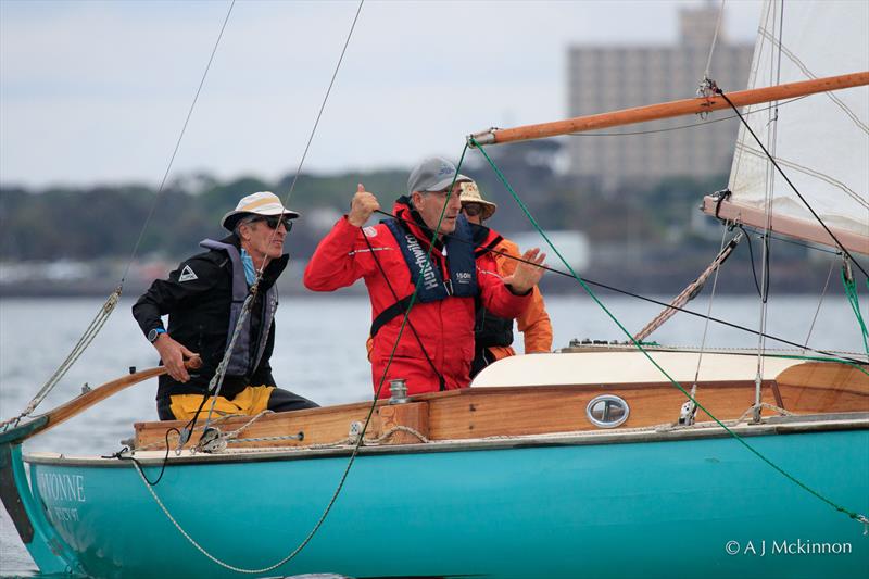 Crew of Yvonne Peter Kerr (Skipper), Michael Allen and Dave Allen representing Queensland hard at work hosting the kite for the final leg of race three - photo © A.J. McKinnon
