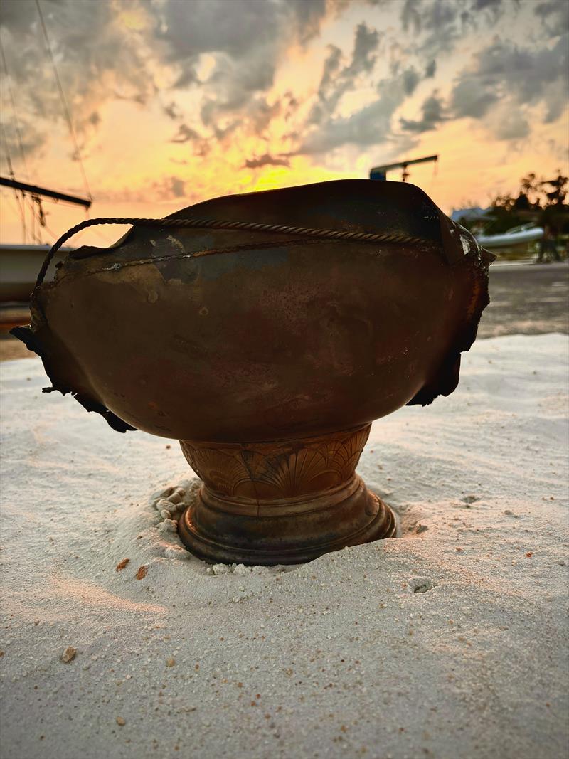 The burned remains of the SABYC's Candler Trophy photo copyright the St. Andrews Bay Yacht Club taken at New England Sailing Club and featuring the Viper 640 class