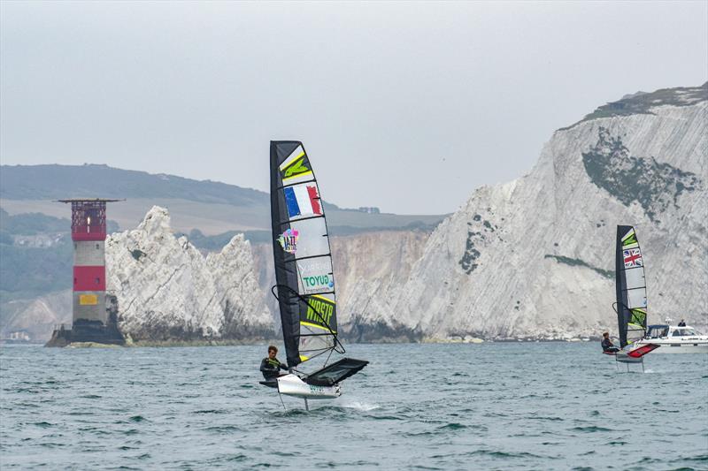 The Foil for Life Challenge by Lemer Pax sails past the Needles - photo © James Tomlinson