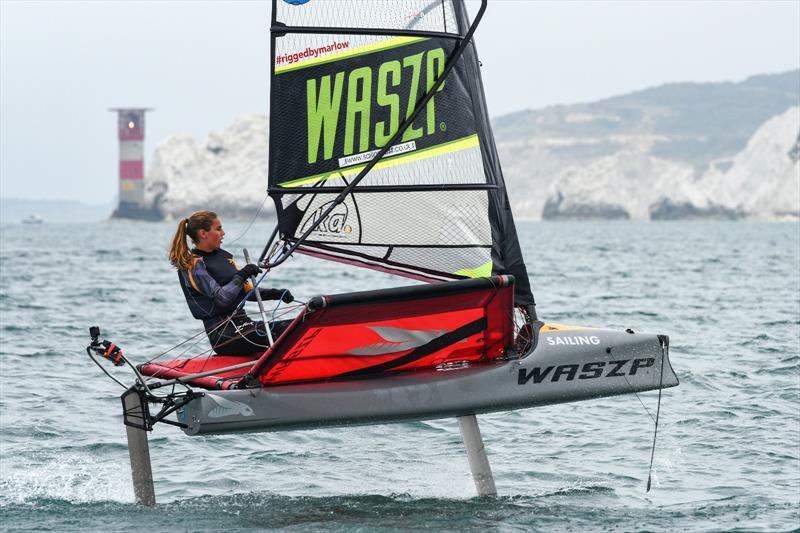 The Foil for Life Challenge by Lemer Pax sails past the Needles photo copyright James Tomlinson taken at  and featuring the WASZP class