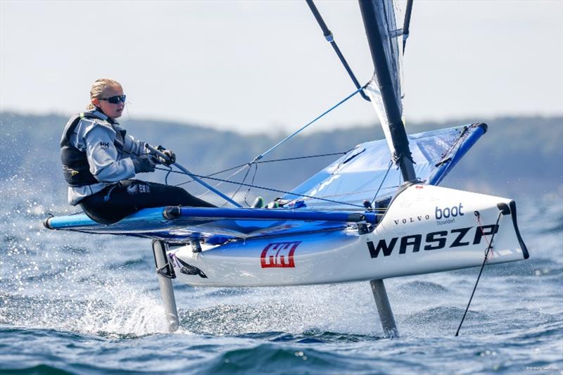Mathilde B. Roberstad from Norway had the most stable flight position of all Waszp competitors photo copyright ChristianBeeck.de taken at Kieler Yacht Club and featuring the WASZP class