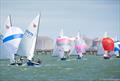 Brian Lamb, with Sophie Wantling, battles the O'Donnells - Craftinsure UK Wayfarer National Circuit and Eastern Area Championship at Medway YC © Paul Babington