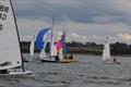 Clementson and Titmus navigating traffic during the 2025 Wayfarer Inland Championship, supported by Craftinsure © Roger LePla and Liam Wheeler