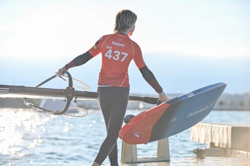 Leander Halm heading towards his practice session - 2024 Freestyle Pro Tour Geneva day 1 photo copyright PROtography Official taken at  and featuring the Windsurfing class