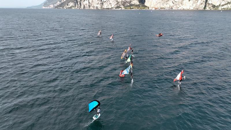 Foiling at up to 26 knots on the downwind legs - SabFoil 2022 WingFoil Racing World Cup & Open Europeans, Day 2 photo copyright IWSA Media / Benni Geislinger taken at Campione Univela and featuring the Wing Foil class