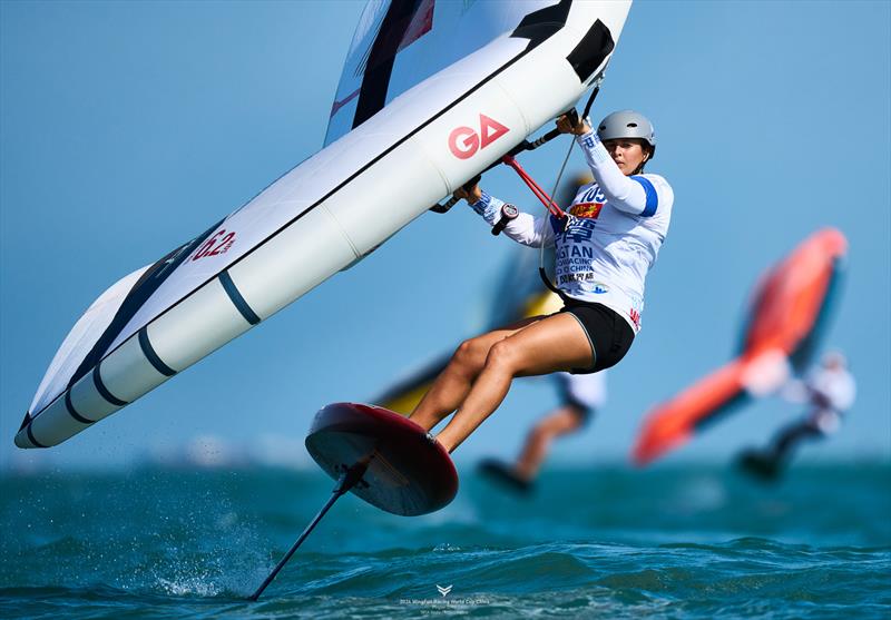 Maddalena Spanu in sparkling form - 5 wins from 5 heats - 2024 WingFoil Racing World Cup China, Day 2 photo copyright IWSA media / Robert Hajduk taken at  and featuring the Wing Foil class