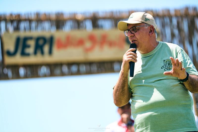 Paolo Piatti asking the sailors to help #preserveJeri - photo © IWSA media / Robert Hajduk