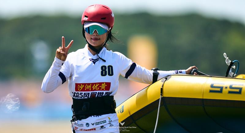 Liu Yu Xiao [CHN] likes the strong winds - 2025 WingFoil Racing World Cup China - Day 3 - photo © IWSA media / Robert Hajduk