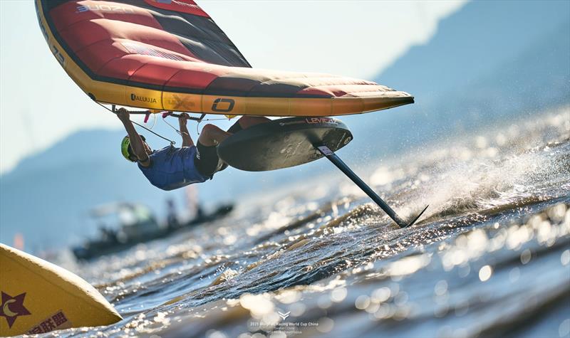 Liu Yu Xiao [CHN] likes the strong winds - 2025 WingFoil Racing World Cup China - Day 4 - photo © IWSA media / Robert Hajduk